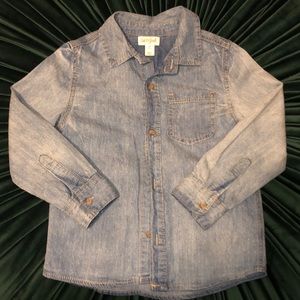 Cat & Jack Boy’s Denim Button Down Shirt Sz 5T